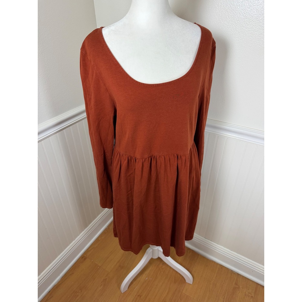 SAHALIE Tiered Rusty‎ Brown Dress Long Sleeve Women Size M